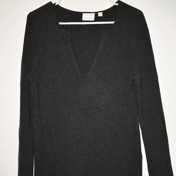 Anthropologie Tunic Sweater Sz M Merino Wool Neutral Lagenlook Minimalist Soft - Picture 5 of 14